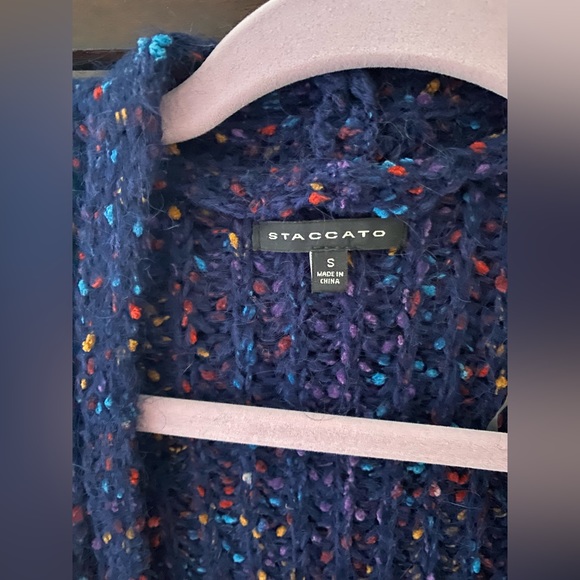 Navy Blue Confetti Knit Cardigan - Picture 2 of 4